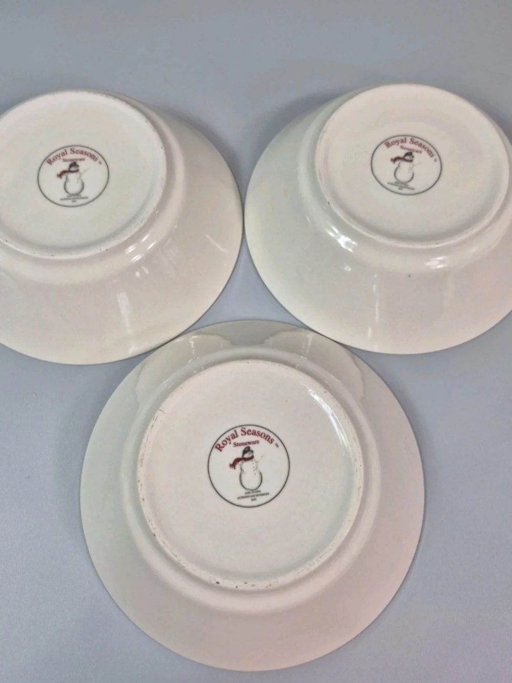 Royal Seasons Stoneware Snowman Christmas Bowls Set Of Three 6